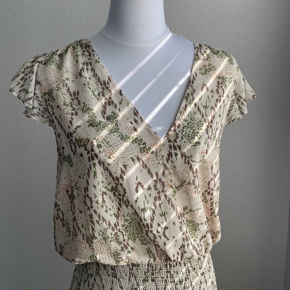 Ramy Brook Midi Dress With Flutter Sleeves And Smocked Waist - Picture 5 of 12